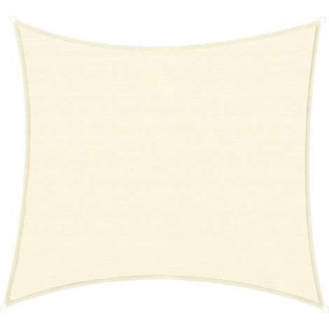 Voile d'ombrage rectangulaire 3 x 3 m polyéthylène Haute densité Protection UV Avec sac de rangement - Coloris crème