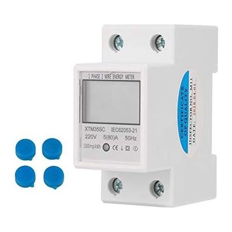 Digital Electricity Meter 220V 5(80)A Single Phase DIN Rail Digital Energy Meter 2 Wire 2P DIN Rail Electricity Meter Electronic KWh Meter 1pc