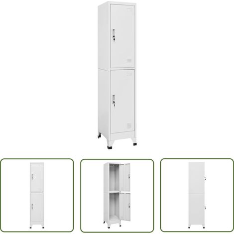 The Living Store Armoire à casier avec 2 compartiments 38x45x180 cm - Meuble De Rangement - Armoire Métallique - Armoire À Casiers - Placard Industriel - Meuble Design (1/5)