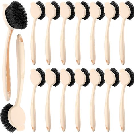 16 Pièces Brosse à Vaisselle avec Poignée, Brosse à Récurer avec Grattoir Intégré, Brosse de Cuisine avec Poils Raides, Brosse Longue pour Maison, Restaurant, Pot, Évier, Fournitures de Nettoyage, Bei (1/5)