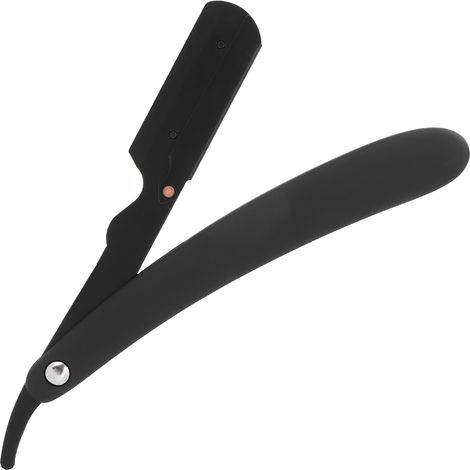 Rasoir pliant pour homme, lame droite plaquée, finition noire, idéal pour les salons de coiffure (sans lame). (1/5)