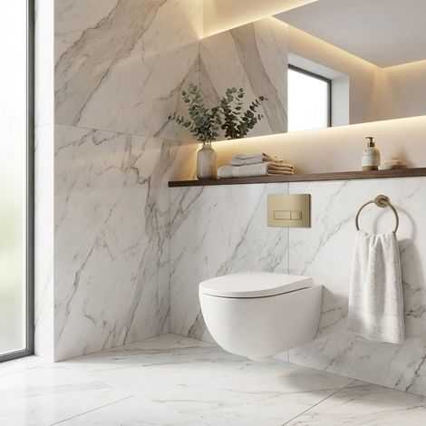WC sospeso in ceramica bianco alpino 52x38 cm – Des  Rak Ceramics