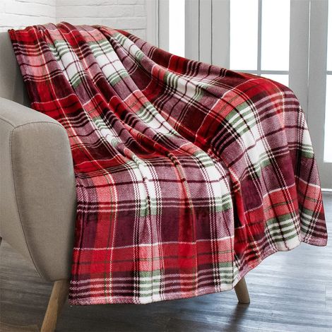 Couverture De Noël - Flanelle Rouge - 70 x 100 cm - Pour Canapé Chambre Ou Extérieur - 1 Pièce (1/5)