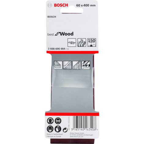 BOSCH 3 Bandes abrasives larg. 60 mm - Best for Wood - x 3 - 150 - 400 x 60 mm