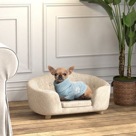 Sacoche de canapin pour le dos,housse moelleuse avec oreiller,lit pour chat,adapté aux petits chiens,mâchoire 70 x 47 x 30 cm,blanc crème