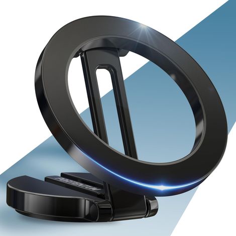 Support Téléphone Voiture Pliable – Fixation par Aimant (20x N52) et Rotation à 360° – pour Tableau de Bord Bureau ou Autres Surfaces - Noir (1/5)