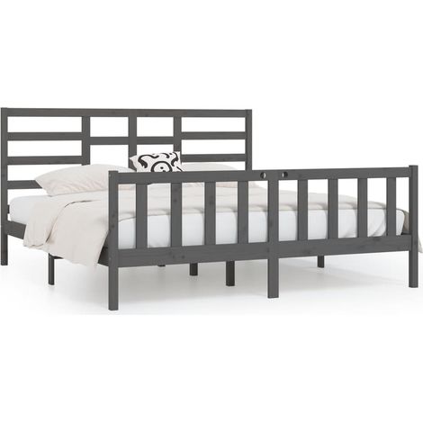 Maison Exclusive - Massivholzbett Grau Kiefer 200x200 cm