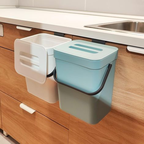 1 pièce - Corbeille de cuisine compacte - Modèle mural - Avec couvercle - Bac à compost scellé pour usage intérieur - Convient (1/5)