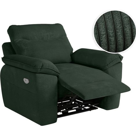 Fauteuil de relaxation électrique ROSS en velours côtelé - Vert foncé