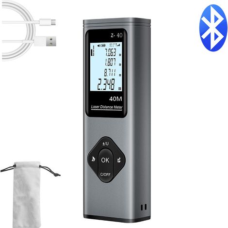 Instrumento de medición láser de 40 m, modo Dagoras, medición de distancia, área y volumen, interruptor de unidad M/in/ft (versión Bluetooth) (1/5)