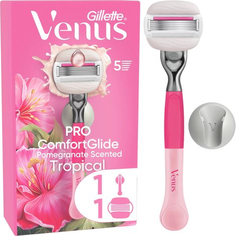 Gillette Venus Pro Comfortglide Tropical Rasierapparat 1 Klinge+Duschhänger Damenrasierer