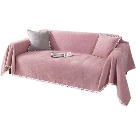 Maschinenwaschbarer Sofabezug aus Nylon-Kaschmir, universeller Ganzjahresbezug, Rosa, 180 x 300 cm
