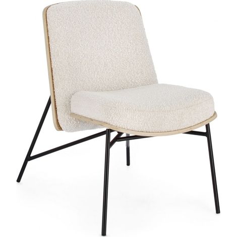 Fauteuil contemporain en bois et tissu bouclette - EMERICK (1/5)