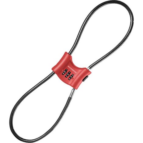 ROCKBROS 32120011002 rotes Diebstahlsicherungs-Fahrradschloss, 5,5 mm Kabel (1/3)