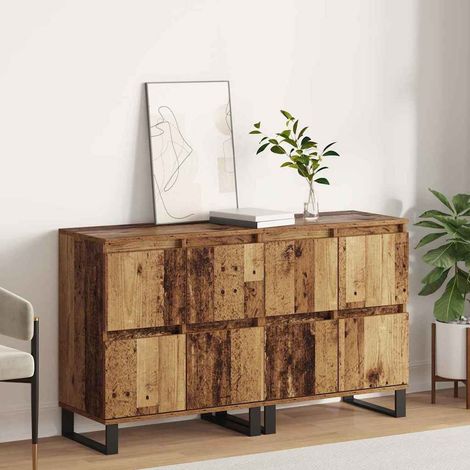 Buffets 2 pcs-Lot de 2 Meuble de rangement Bois ancien 120 x 35 x 70 cm Bois d'ingénierie 573591 (1/5)