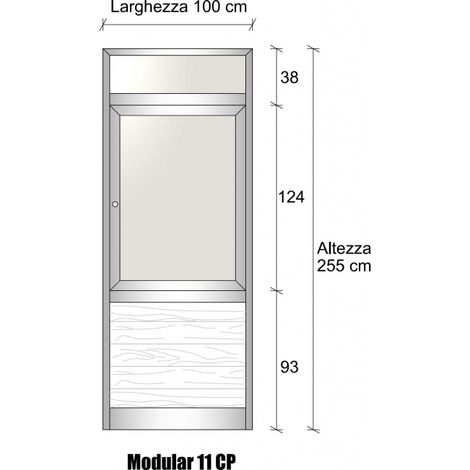 Modulo Continuativo Parete Divisoria in Alluminio Vetro e Luce Opale e Perline con Finestra - H2550xL1000 mm - Colore Argento Ox ITALFROM (1/4)