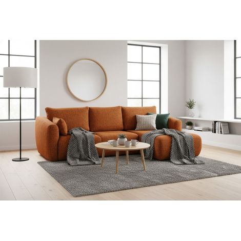Ecksofa mit Schlaffunktion RUDEN Sofa in Stoff Bello Terracotta Ottomane Rechts (1/5)