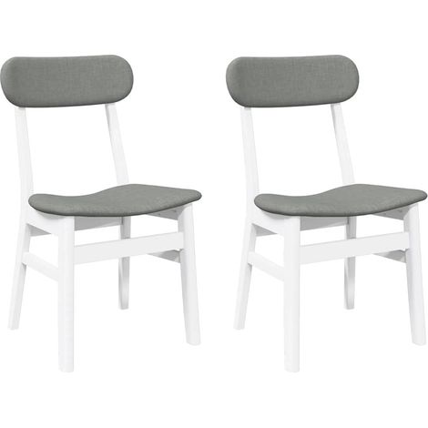 Lot de 2 Chaises à manger，Chaise de cuisine coussins blanc bois massif caoutchouc CFW32214 (1/5)