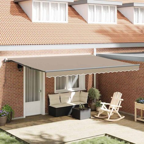 Toldo retráctil Beige 450 x 350 cm Tela y Aluminio vidaXL (1/5)