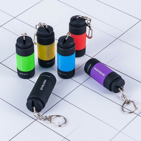 Mini lampe de poche porte-clés rechargeable LED étanche (1/5)