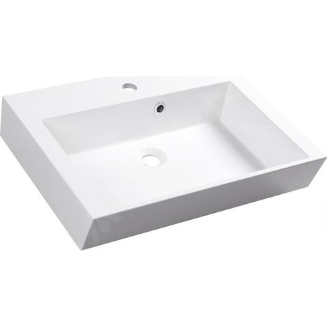 Sapho Orinoko - Lavabo 60x45 cm, marbre coulé, blanc OR060 (1/5)
