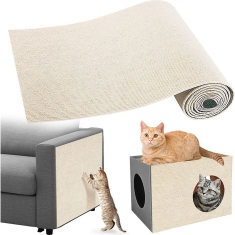 Tapis Griffoir Adhésif 200 x 40 cm – Protection Canapé Chat pour Mur, Porte, DIY Protection des Meubles, Blanc cassé (1/5)
