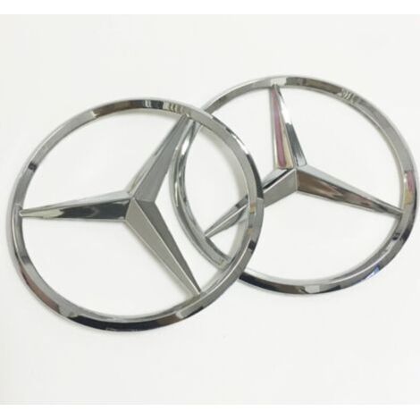 Logo arrière Mercedes-Benz coffre arrière logo de voiture 9cm logo de voiture arrière logo à trois volets 90mm (argent) (1/3)
