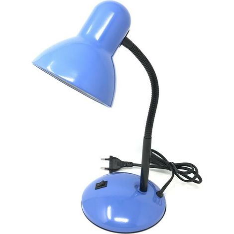 Lampada Da Tavolo Scrivania Braccio Snodabile Lumetto Porta Lampadina E27 Blu (1/3)