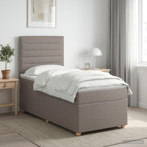 vidaXL Lit boxspring avec matelas Taupe 100 x 200 cm Tissu (1/5)