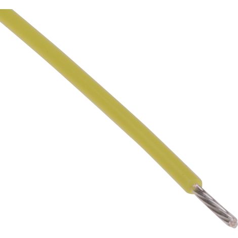 Fil de câblage à gaine PTFE RS PRO, 0,08 mm², 28 AWG, 200°C max, PTFE Jaune, 100m ( Prix pour Bobine de 100 Mètres )