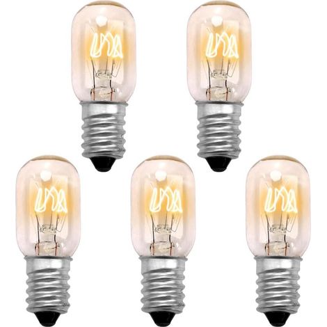 5 x 15-W-E14-Kühlschranklampen, dimmbar, warmweiß, Salzkristalllampe, Dunstabzugshaubenlampe, 2700 K, 300°-Lampe für Backofen, Nähmaschine, Mikrowelle und Kühlschrank (1/5)