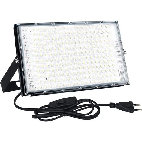 Projecteur LED 100 W, éclairage extérieur ultra-lumineux, lumière blanche froide 3000 K, étanchéité IP66. Convient aux cours, garages, terrains de sport et autres espaces extérieurs. (1/5)