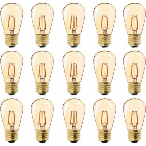 BUNTHAUS LED E27 Vintage Ampoule, ST45 Faciles à 1W=10W Ampoules à Incandescence, Super Blanc Chaud 2200 K E27 Medium Base Ampoule Lampe de Chevet, Doré en Verre, Non Dimable, Lot de 15 [Classe énergé (1/5)