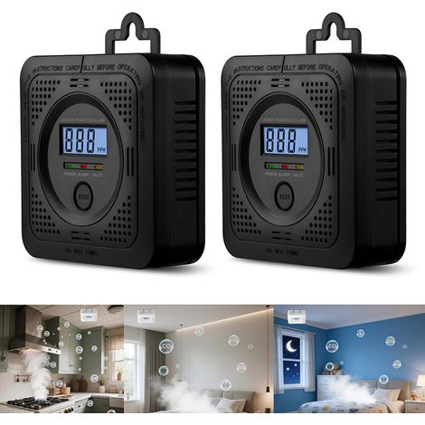 2 détecteurs de monoxyde de carbone portables, installation sans fil, capteur, alarme de monoxyde de carbone portable avec annonce vocale (1/5)