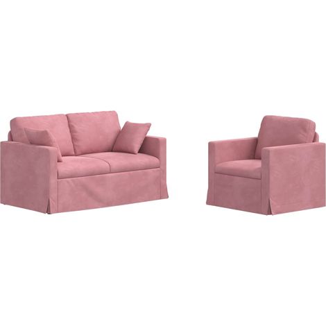 Ensemble de Canapés 2 pcs  Salon de jardin Rose 138 x 78 x 80 cm Velours