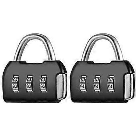 Lot de 2 cadenas à combinaison à 3 chiffres, cadenas de sécurité noirs à code réinitialisable, cadenas à combinaison pour valise, cadenas à code étanche pour l'extérieur, petit format (1/5)