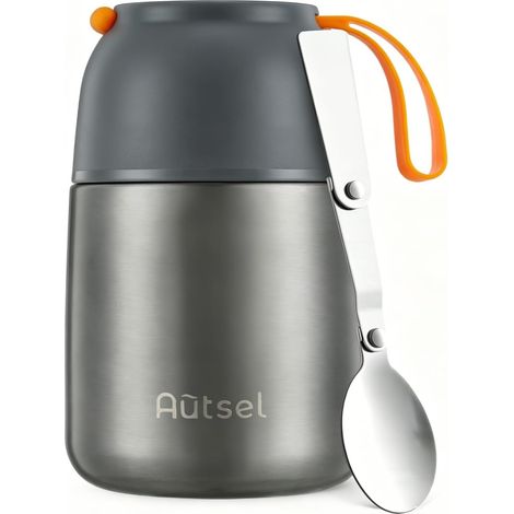 Boîte Alimentaire Isotherme 500ml Inox Cuillère Pliante Portable (1/5)