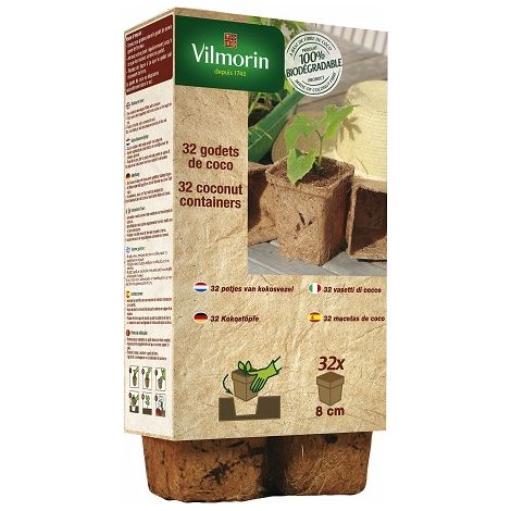 Vilmorin 32 Quadratkokosnusstpfe, 8 cm