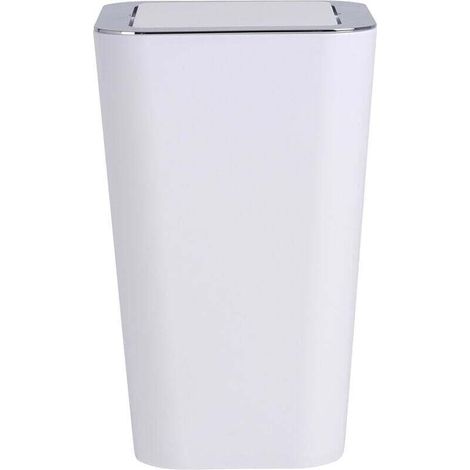 Weißer Badezimmer-Abfalleimer, 6 Liter, 2 Stück, mit Schwingdeckel, modernes Design, eleganter Kunststoffeimer, kleiner Kosmetikeimer für ein stilvolles Badezimmer
