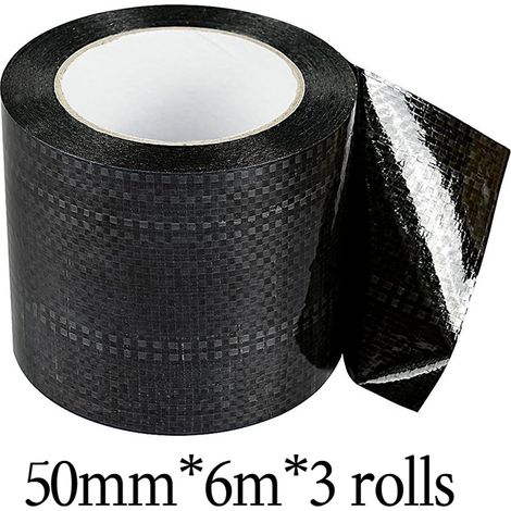 Ruban adhésif de réparation pour camping-cars, ruban tissé noir épais, résistant à la déchirure et imperméable, 50 mm x 6 m x 3 rouleaux (1/5)