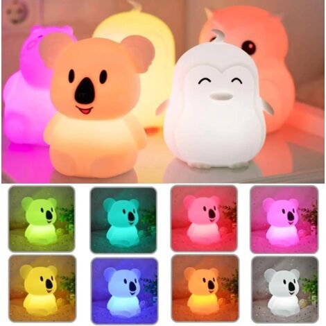 Grande taille Koala Veilleuse, Veilleuse de Enfants, Lampe de Chevet, Lampe de Table, Chambre Lampe, 9 Couleurs Rechargeable LED Veilleuse (Télécommande + Tactile Dimm) - Grande Koala (1/5)