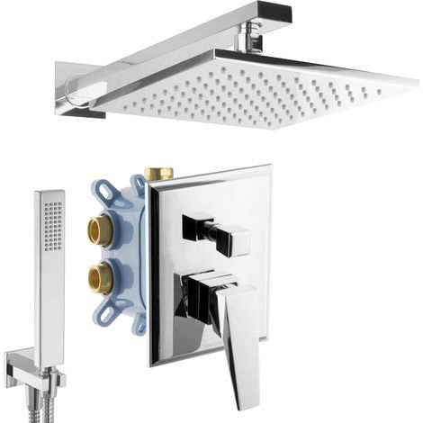 PaulGurkes Robinet de douche encastré avec douche pluie en chrome