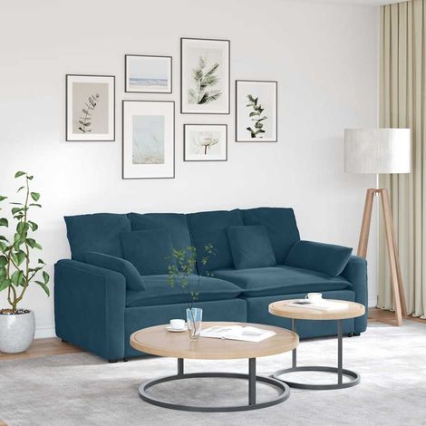Modulares Sofa mit Kissen Blau