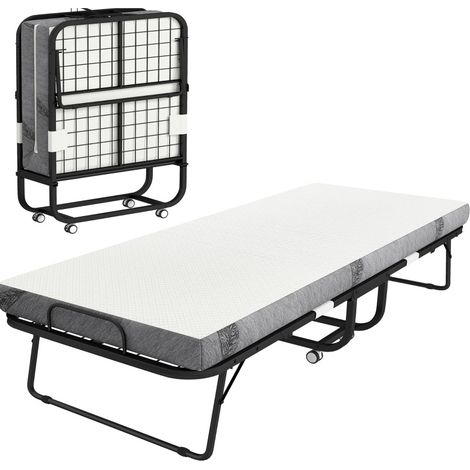 Letto pieghevole da ospiti con materasso, telaio in acciaio, 200 x 90 x 42,5 cm, MODENUIT (1/5)