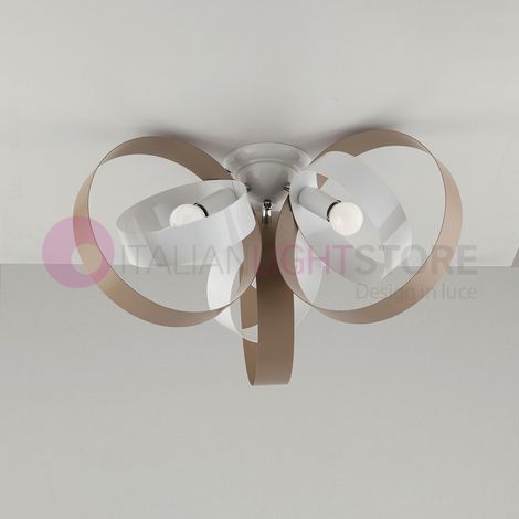Plafoniera moderna in ferro tre luci Bianco Tortora tre luci 44x h26 cm (1/2)