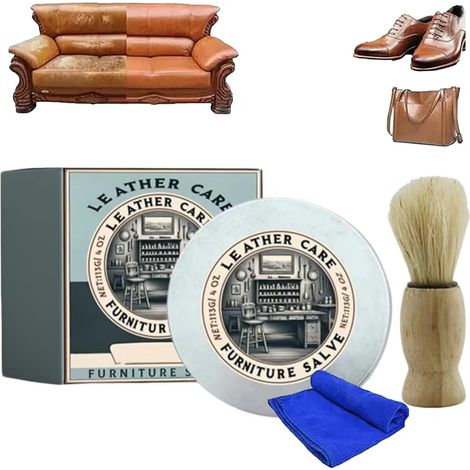 Baume D'antan Pour Le Cuir,Furniture Collective Salve,Baume Recolorant Cuir Rénovateur pour Restaurer la Couleur et Nourrir Le Cuirs Délavé,Usé ou Rayé sur Canapé,Meuble,Siège Auto, Chaussures (1 Set) (1/5)