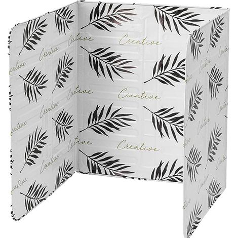 Ecran Anti-Eclaboussures - Métal Résistant à la Chaleur - Imprimé Feuille Moderne - Pliable - 3 Côtés - Pour Friture et Cuisson sur Plaque - 1 Pièce (1/5)