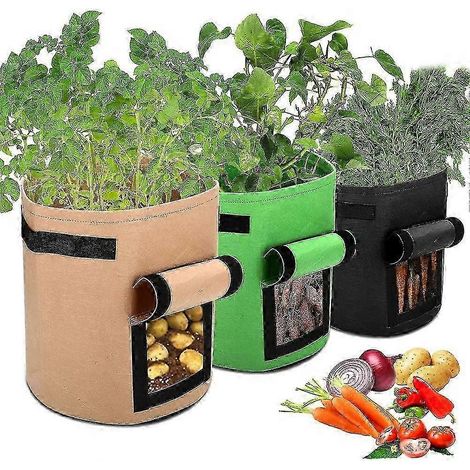 Sacs de culture pour pommes de terre, lot de 3 sacs de 7 gallons pour la culture de pommes de terre et de légumes (1/5)