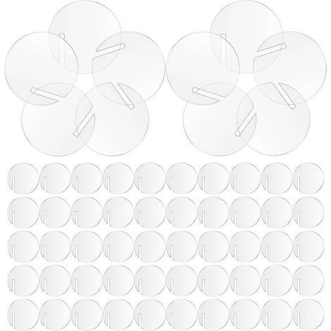 60 étiquettes rondes en acrylique pour boissons, idéales pour les fêtes.-4.00X4.00X0.10CM (1/4)
