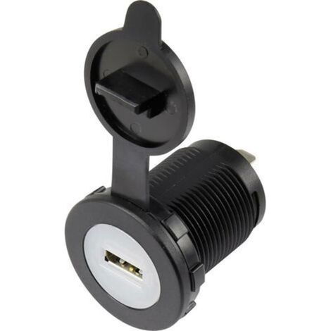 Embase femelle USB avec capot anti-poussière embase femelle, verticale 1 voie, Avant rond Ø 36.8 mm, avec éclairage bleu 1229306 Con S497801 (1/3)